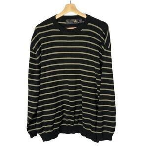 Nat Nast Black & Beige Stripe Crewneck Sweater M
